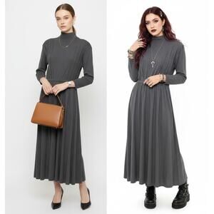 RARE Vintage 90s FADS Mock Neck Midi Gray Sweater Dress Size XL, NWT  Dead Stock